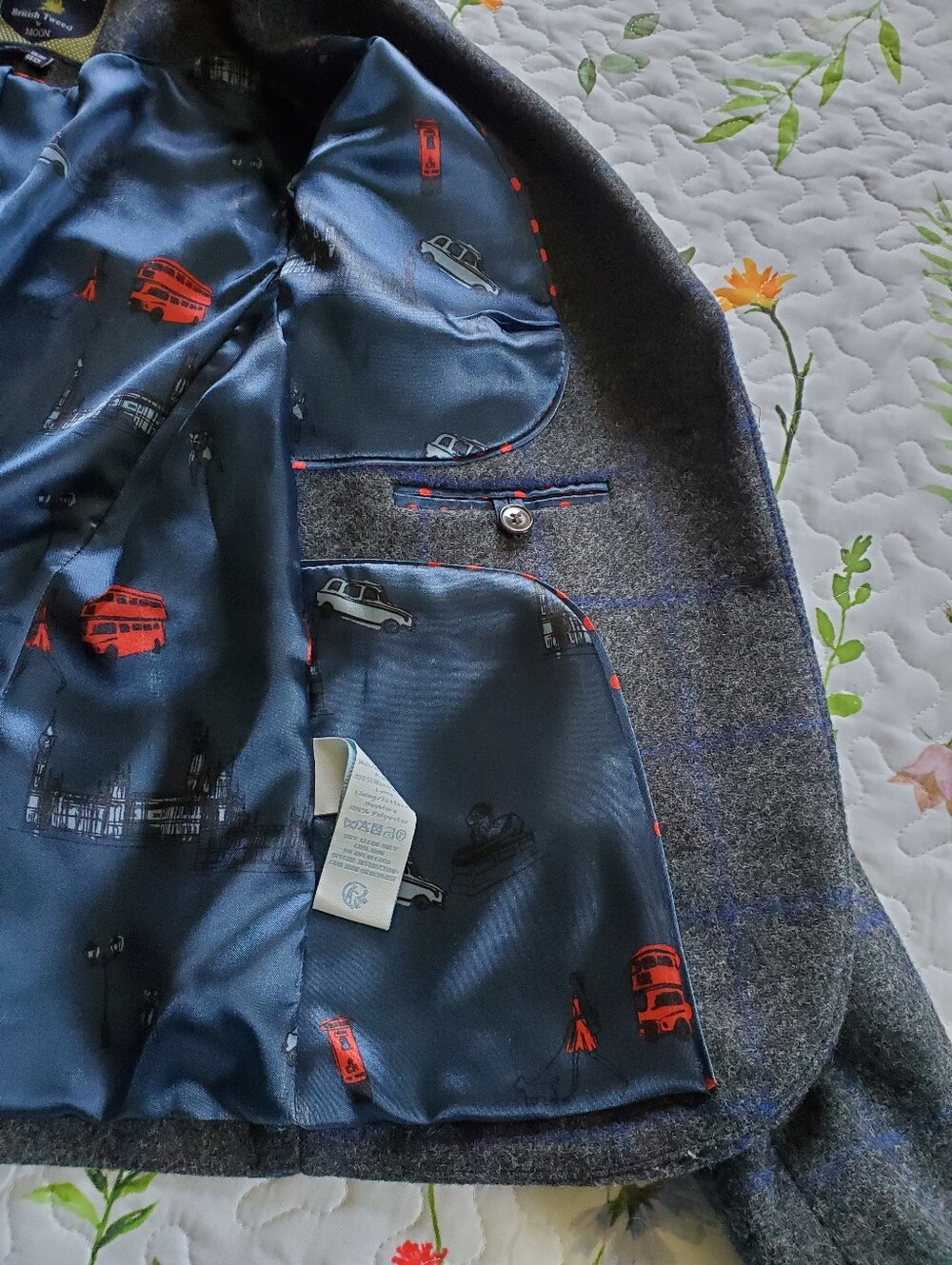 Boden Women's Tweed Blazer Gray & Blue Windowpane, Size 10R - Picture 12 of 15